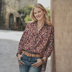 Sundance Poppy Bloom Purple Popover Women's top size XL -pre-owned